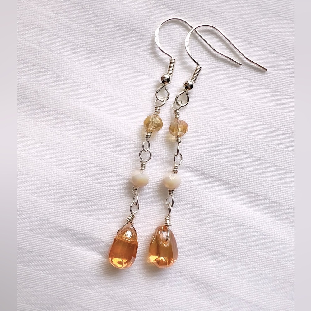 Glass Teardrop Dangle Earrings